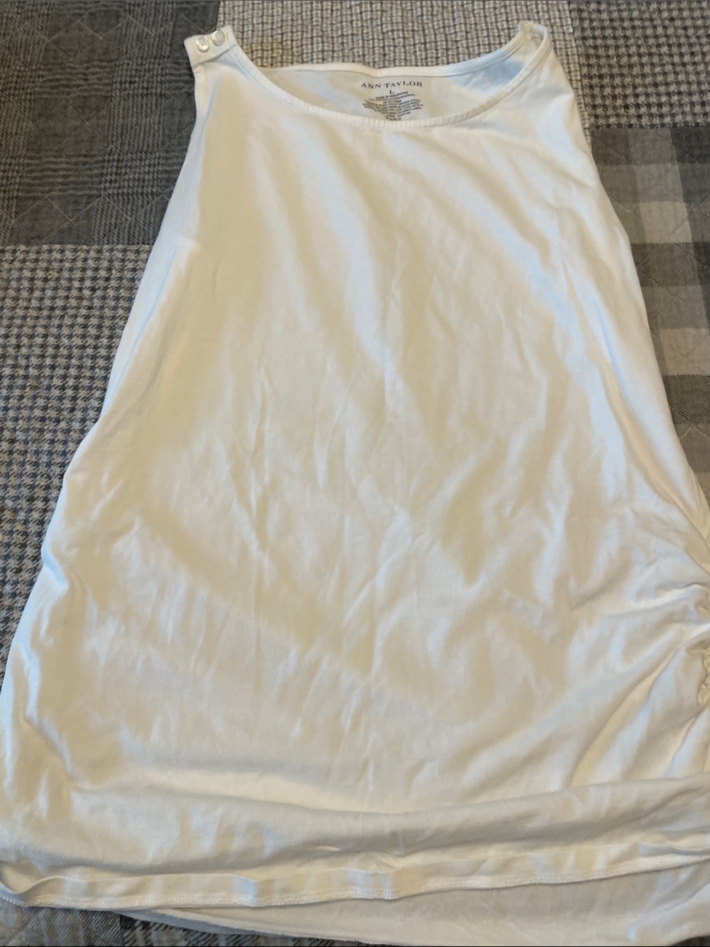 Ann Taylor White A-Line top with Button Detail